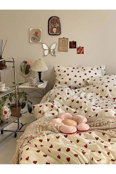 ce cottonevs Red Single Heart Duvet Cover Set - Without Bars