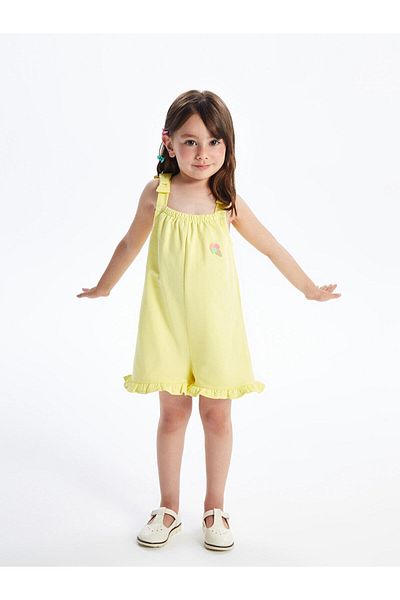LC Waikiki Printed Square Collar Jumpsuit for Baby Girl