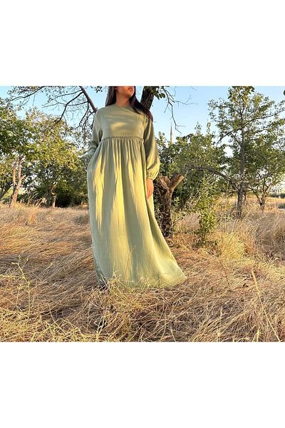 EMZEYN Cotton Texture Island Muslin Dress