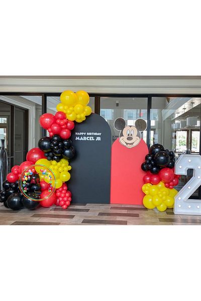 Ata Parti Dünyası *Red* Yellow Black Balloon Chain Party Set for Birthday - 100 Pieces