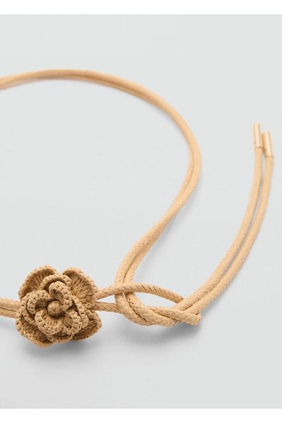 MANGO Woman Braid Patterned Floral Belt