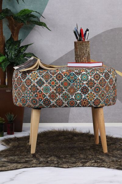 PufyHome Defne Mangala Çok Amaçlı Gürgen Ayaklı (ceviz) Puf Koltuk