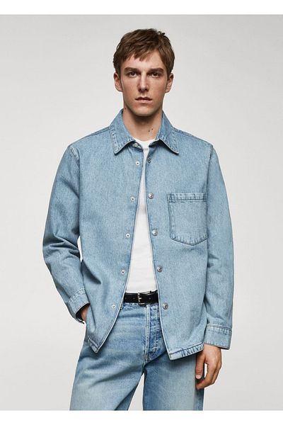 MANGO Man Denim Shirt Jacket with Pockets