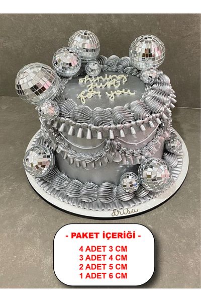 BESSE HOME Disco Ball Cake Ornament Set 3