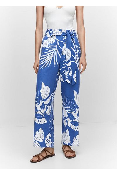 MANGO Woman Pantaloni cu imprimeuri tropicale
