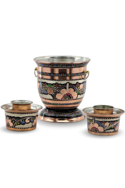 Efsoon Organics مجموعة الاستمتاع بحامل زجاجات مطرز بزهرة الورد النحاسية