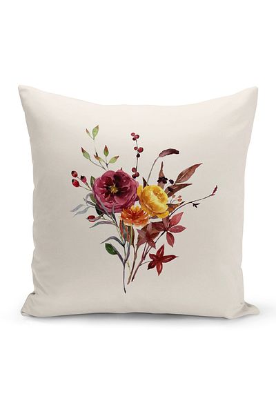 Bertille Home Flower/Vintage Series Double Sided Digital Printed 4-Piece Throw Pillow Case Set (Cushion Cover Set)