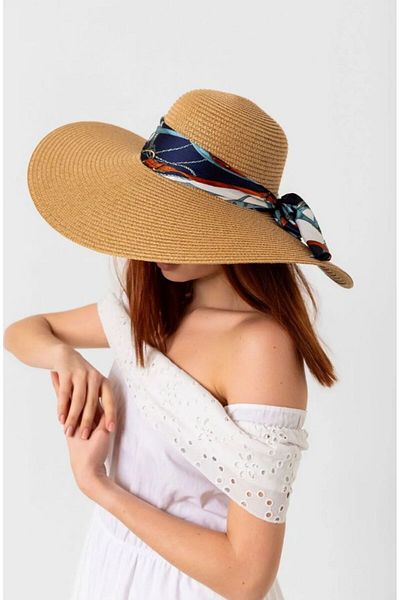 FRESCO SCARFS Φαρδύ ρυθμιζόμενο στρογγυλό ψάθινο καπέλο