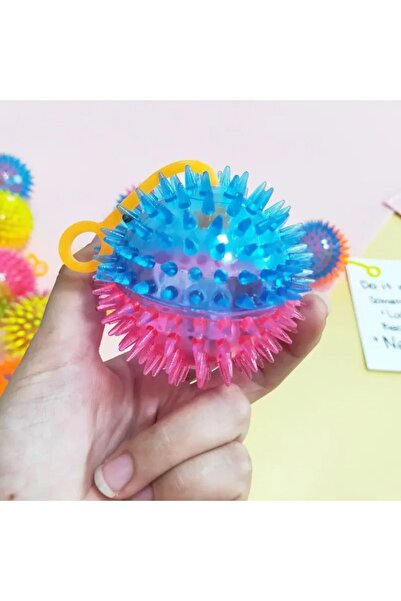 KuantumHome Dikenli Silikon Köpek & Kedi Topu Eğlenceli Parlayan Işıklı Eğlenceli At Getir Topu