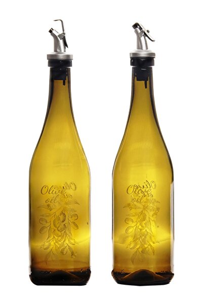 The Mask Elturko 2'li Amber Desenli Zeytinyağı Şişesi Yağdanlık Yağlık Sıvıya...