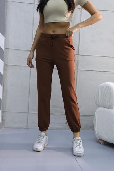 Balenbi Haute 1059 Tan High Waist Ultra Stretchy εποχιακό βασικό αθλητικό παντελόνι