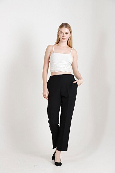 Balenbi Women's Tube Leg High Waist Lycra Woven Winter Trousers 1009