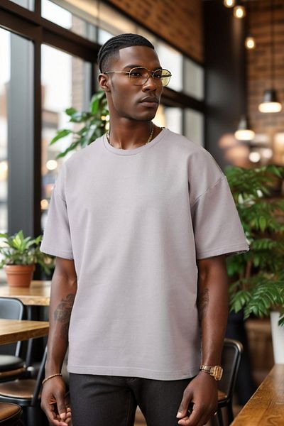 Balenbi Unisex Oversize Crew Neck Βαμβακερό μπλουζάκι 2 νήματα - 1009