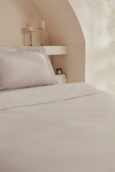Karaca Home Λευκή συλλογή Vessa Σετ Σατέν Παπλωματοθήκη Διπλή Ριγέ Μπεζ
