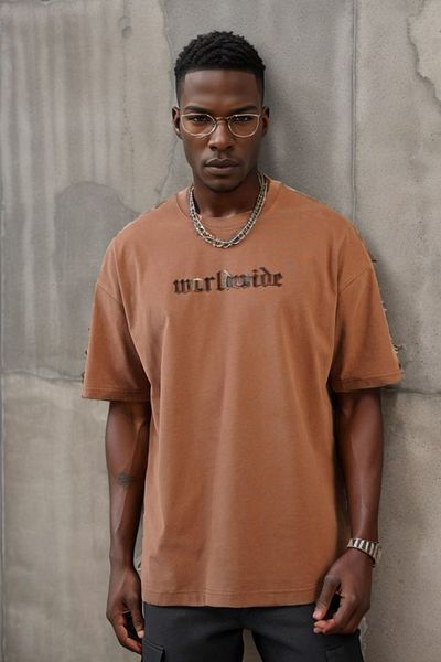 Balenbi Μπλουζάκι Unisex Tan Oversize με στάμπα με λαιμόκοψη