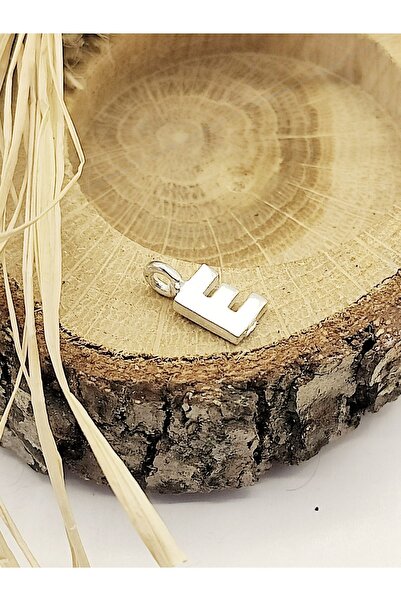 HANIMKIZ 925 Ayar Gümüş Mini Boy E Harfli Kolye Ucu (ZİNCİRSİZ)