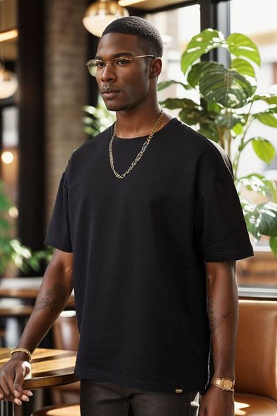 Balenbi Unisex Oversize Crew Neck Βαμβακερό μπλουζάκι 2 νήματα - 1009