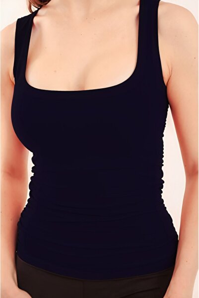 Balenbi 1068 Model Navy Blue Wide Cut Women's Bodysuit