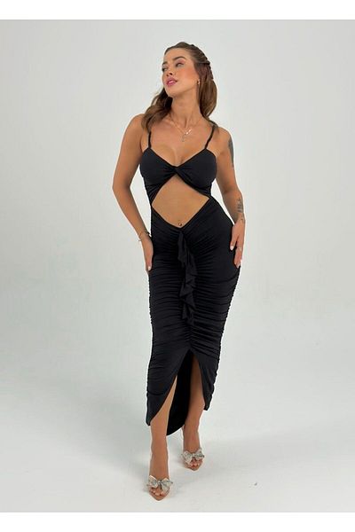 Maison La Femme Κρουαζέ Φόρεμα με Ζωνάκι και Ειδικές Λεπτομέρειες Ντεκολτέ