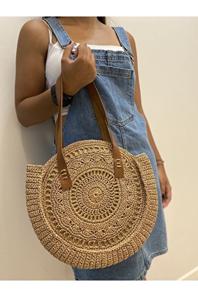 Mom'sMiracles Hasır Çanta. Yuvarlak Çanta, Omuz Çantası, Örme Çanta, Plaj Çan...