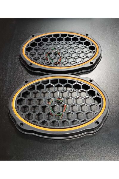 AGUILAS Oval 6x9 Hoparlör Kapağı Plastik Neon Turuncu Işıklı Vidalı 2 Adet Siyah
