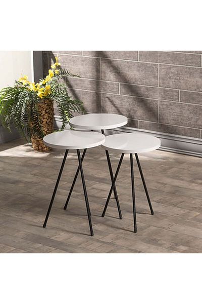 Golden Bark Serving Coffee Tables Set , 38CM, Add Elegance To Your Home White/Black