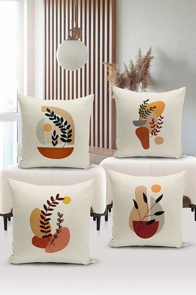 Bertille Home Minimalist Series Double Sided Digital Printed 4-Piece Throw Pillow Case Set (Minimalist Cover Set)