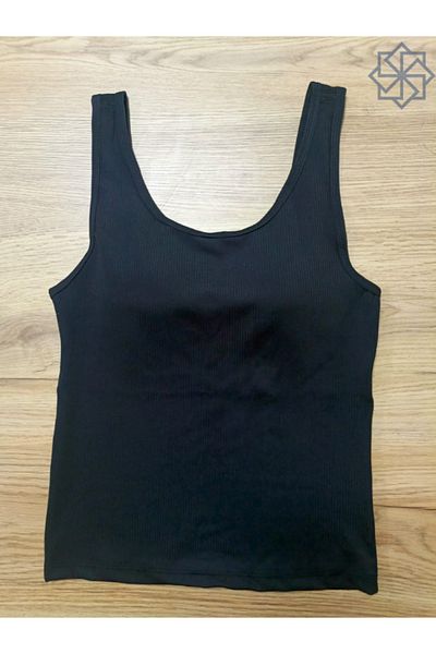 Adeniz 2 Pack White and Black Thick Strap Cotton-Lycra Women's Undershirt - Camisole with Chest Pad