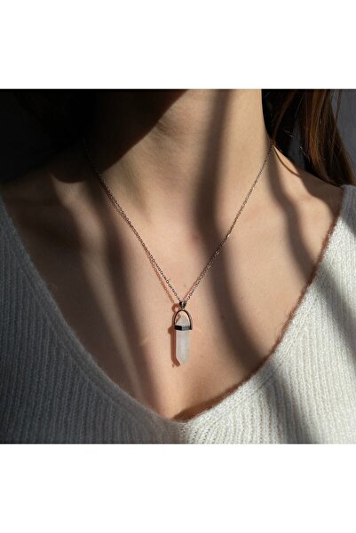 Nobland Kuvars Doğal Taşlı Çivi Kesim Kolye