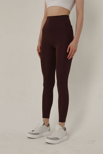 Mogi Butik Model 3022 Jambiere de damă maro cu talie înaltă - Design subțire