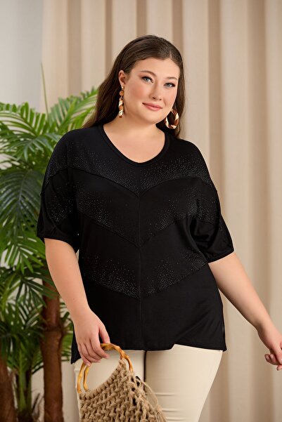 EMZAGİYİM KADIN ÖNÜ BASKI  DETALI BLUZ