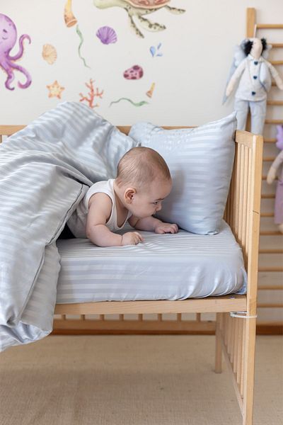 Tekstil Home Luxury Colorful Series Striped Satin Baby Bedding Set Organic Cotton GRAY Color