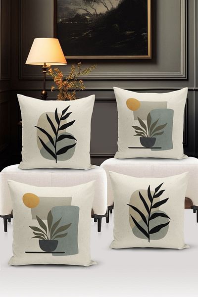 Bertille Home Μινιμαλιστική Σειρά Διπλής Όψης Ψηφιακά Εκτυπωμένη Σετ Μαξιλαροθήκης 4 τεμαχίων (Μινιμαλιστικό Σετ Κάλυμμα)