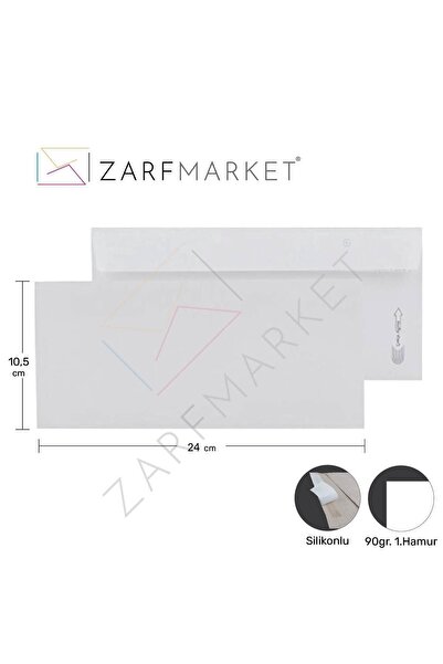 Diplomat Zarf Düz 10,5x24 cm 90gr 1.Hamur 100 Adet