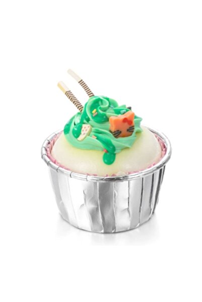 asöy 25 قطعة من الكعك المعدني الفضي - كبسولة كب كيك وكبسولة سوفليه