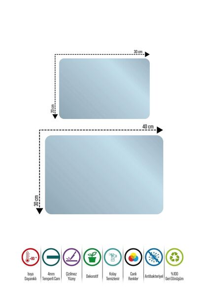 Decovetro Cam Kesme Tahtası Ve Sunum Tablası Natural Saydam 20 X 30 Cm