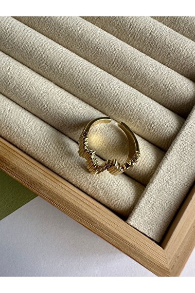 ringbox Gold Zirkon Taşlı Zigzag Yüzük