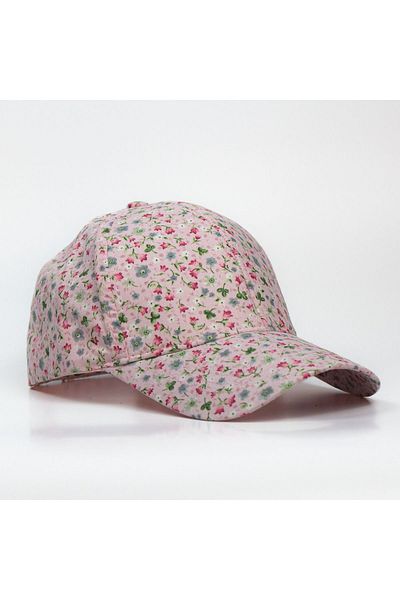 LEAN CAP Summer Flower Breeze Patterned Cotton Pink Poplin Fabric Adjustable Standard Size