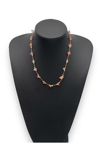 İKİZLER DOĞAL TAŞ Natural Rose Quartz and Broken Stone Necklace