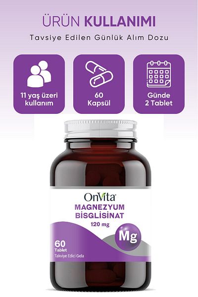 Onvita 120 Mg 60 Tablets Magnesium Bisglicinate