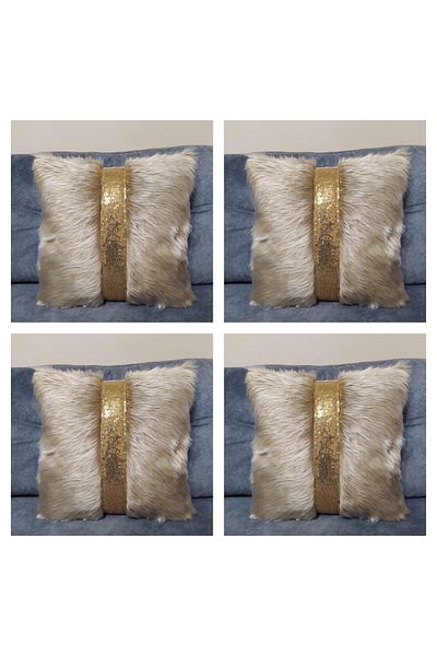 YILMAZHOME 4-Piece Plush Striped Decorative Throw Pillow Cover