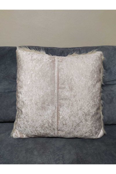 YILMAZHOME Husă de pernă cu dungi de pluș - (Bone Plush-gold Stripe)