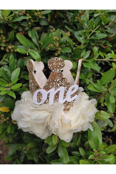 damlakids 1 Year Birthday Crown Gold/ecru