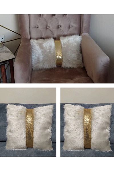 YILMAZHOME 3-Piece Plush Striped Decorative Throw Pillow Cover