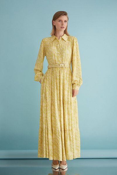 Nurs Yellow Dress - Belt Detail and Drawstring