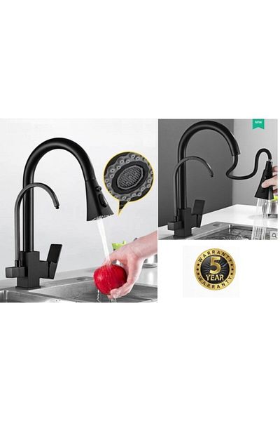 OEM Kitchen Sink Faucet with Dual Flow Water Purification Outlet Black 3 Functions Imported