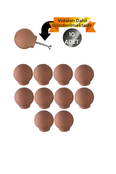 Vera Hediyelik Eşya 10 Adet Küre Ahşap Kulp Lüks Country Mutfak Mobilya Dolap...