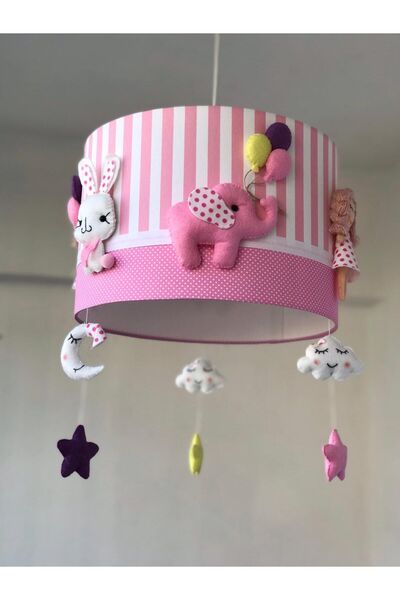 Leobabyroom Pembe Beyaz Çizgili Tavşan Bebek Fil Figürlü Bebek Odası Tasarım ...