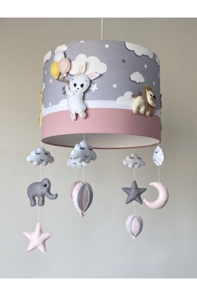 Genel Markalar Pudra Karışık Hayvan Figürlü Kız Çocuk Bebek Odası Avizesi