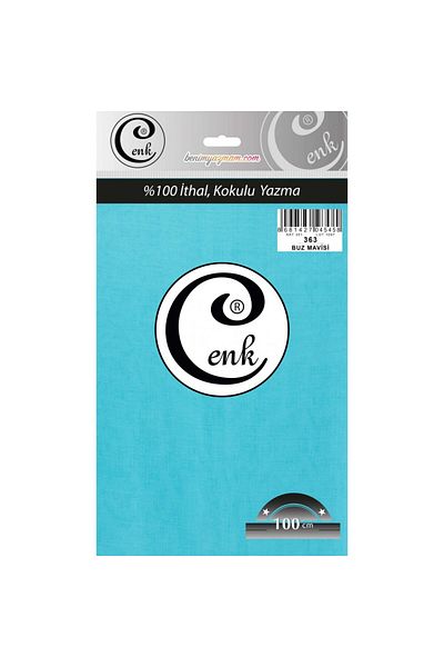 Cenk Broderie de culoare uni albastru gheata cu geanta de scris - 100 cm - 363
